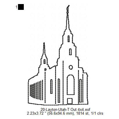 Layton Utah LDS Temple Outline Machine Embroidery Digitized Design Files