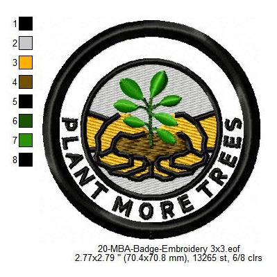 Forest Plantation Awareness Merit Adulting Badge Machine Embroidery Digitized Design Files