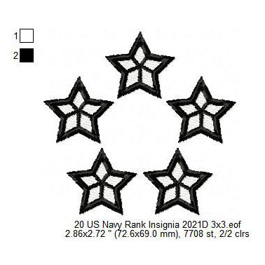 US Navy Rank Fleet Admiral FADM Insignia Patch Machine Embroidery Digitized Design Files