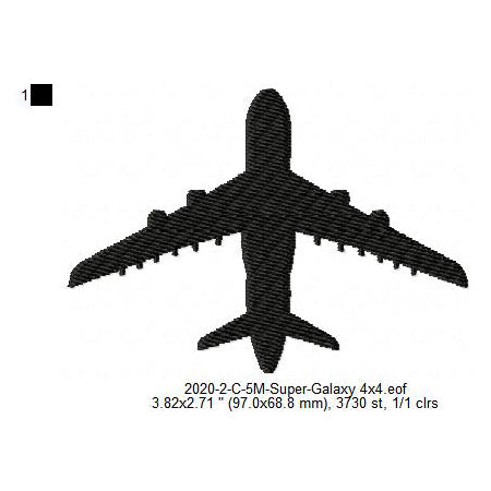 Lockheed C-5 Galaxy Aircraft Silhouette Machine Embroidery Digitized Design Files