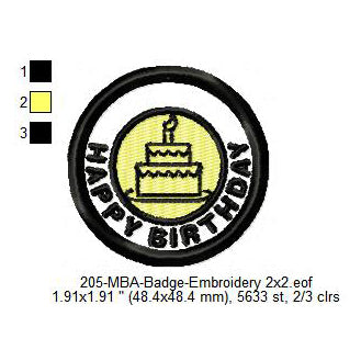 Happy Birthday Cake Merit Adulting Badge Machine Embroidery Digitized Design Files