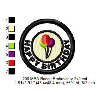 Happy Birthday Balloons Merit Adulting Badge Machine Embroidery Digitized Design Files