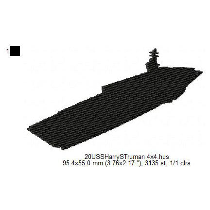 USS Harry S Truman Ship Silhouette Machine Embroidery Digitized Design Files