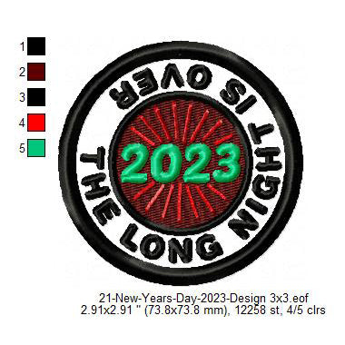 The Long Night Is Over 2023 New Year Wishing Merit Badge Machine Embroidery Digitized Design Files
