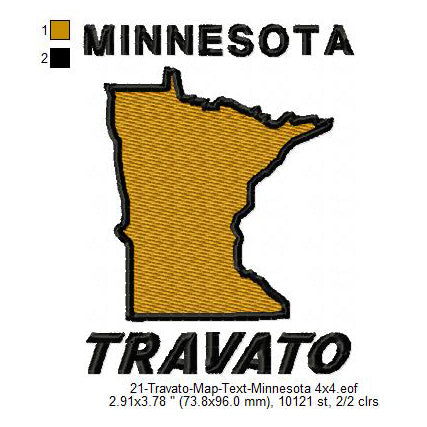 Travato Minnesota State Map Designs Machine Embroidery Digitized Design Files