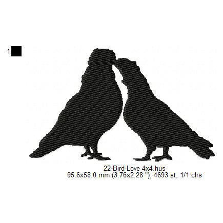 Couple Bird Making Love Valentines Day Machine Embroidery Digitized Design Files