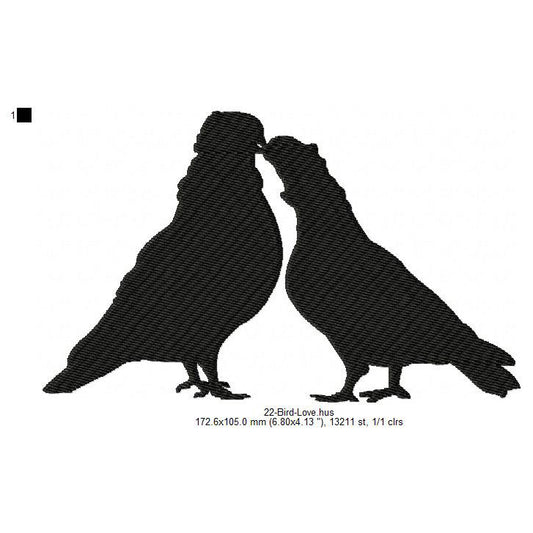 Couple Bird Making Love Valentines Day Machine Embroidery Digitized Design Files