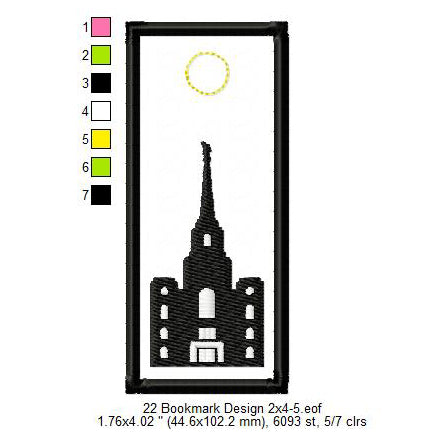 Brigham City Utah LDS Temple Bookmark Machine Embroidery Digitized Design Files