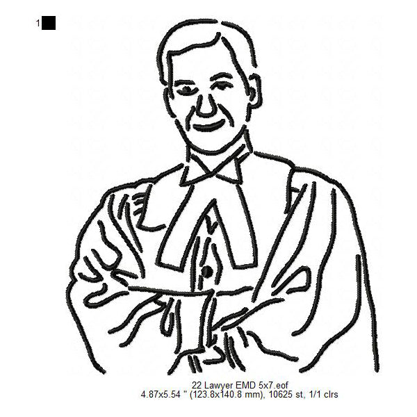 Lawyer Court Line Art Machine Embroidery Digitized Design Files