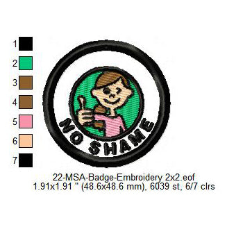 No Shame Mormon Merit Adulting Badge Machine Embroidery Digitized Design Files