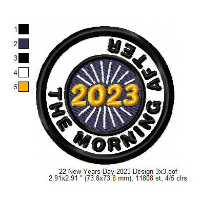The Morning After 2023 New Year Wishing Merit Badge Machine Embroidery Digitized Design Files