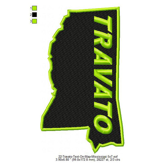 Travato Mississippi State Map Designs Machine Embroidery Digitized Design Files