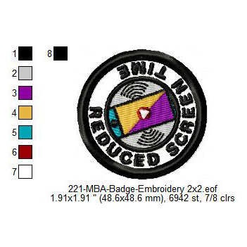 Reduced Screen Time Merit Adulting Badge Machine Embroidery Digitized Design Files