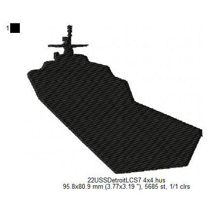 USS Detroit LCS-7 Ship Silhouette Machine Embroidery Digitized Design Files