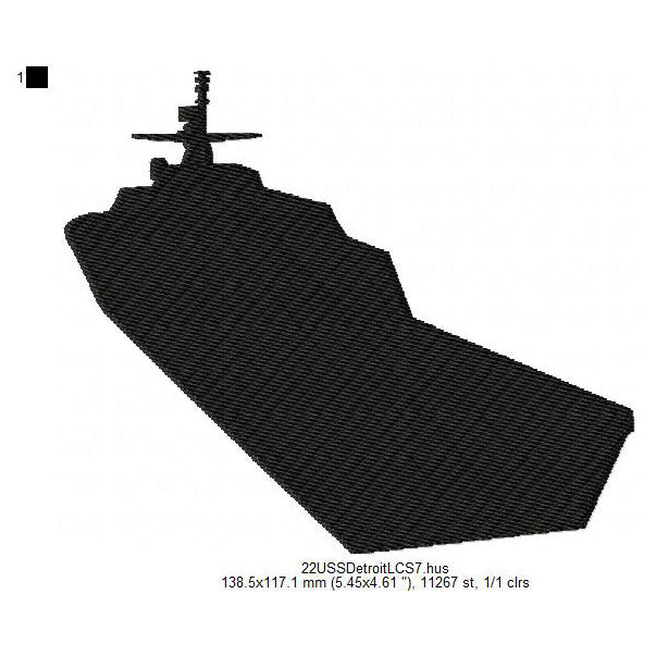 USS Detroit LCS-7 Ship Silhouette Machine Embroidery Digitized Design Files