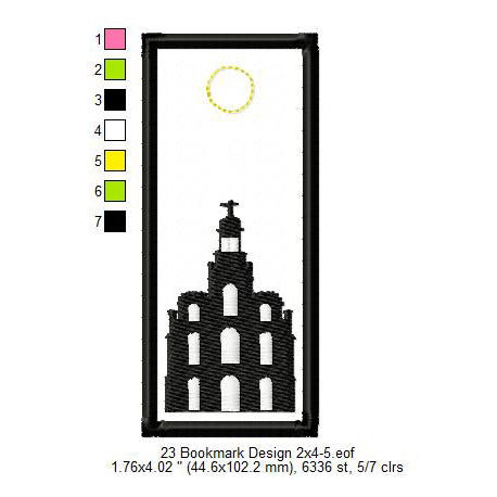 Logan Utah LDS Temple Bookmark Machine Embroidery Digitized Design Files