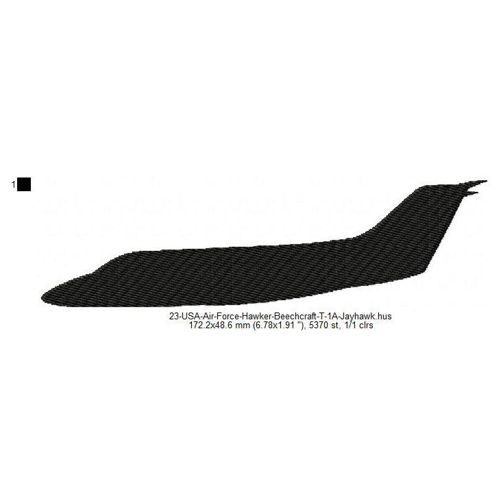 Hawker Beechcraft T-1A Jayhawk Aircraft Silhouette Machine Embroidery Digitized Design Files