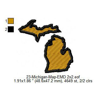 Michigan State Map Machine Embroidery Digitized Design Files