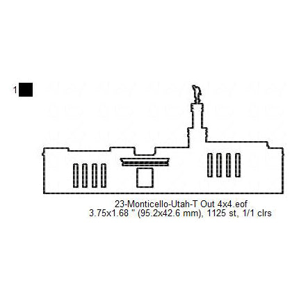 Monticello Utah LDS Temple Outline Machine Embroidery Digitized Design Files