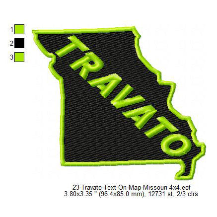 Travato Missouri State Map Designs Machine Embroidery Digitized Design Files