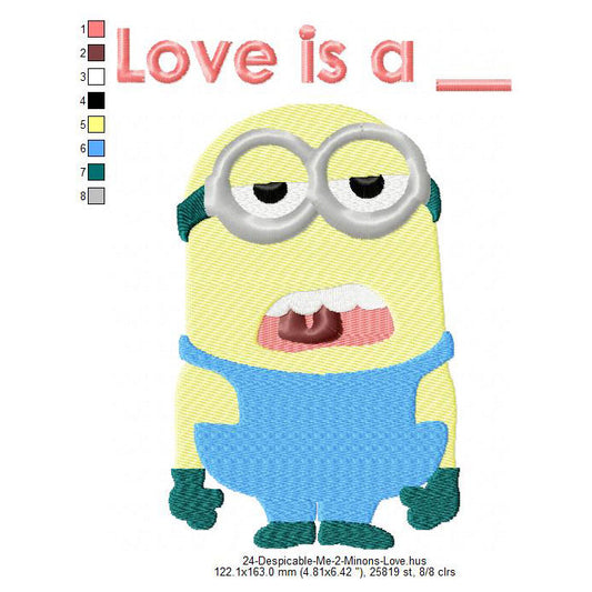 Despicable Me Minions Love Valentines Day Machine Embroidery Digitized Design Files