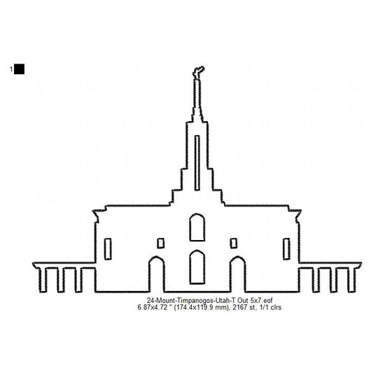 Mount Timpanogos Utah LDS Temple Outline Machine Embroidery Digitized Design Files