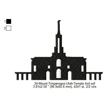 Mount Timpanogos Utah LDS Temple Silhouette Machine Embroidery Digitized Design Files