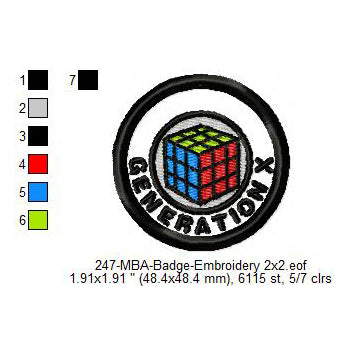 Generation X 1965 to 1980 Cube Merit Adulting Badge Machine Embroidery Digitized Design Files