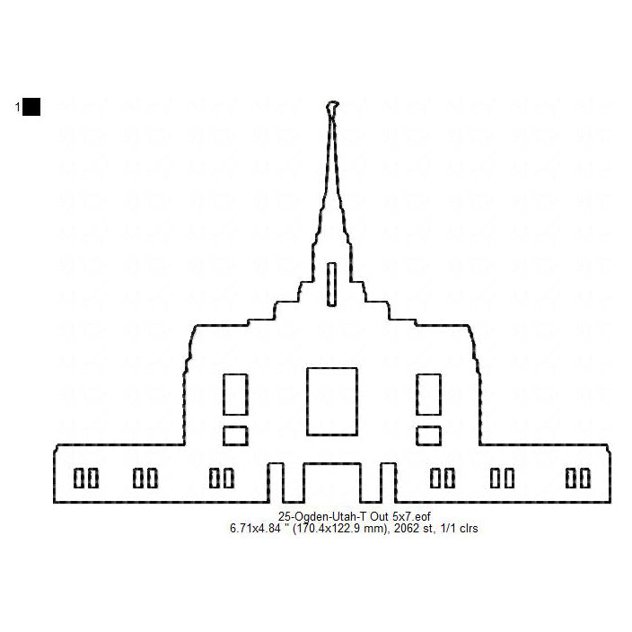 Ogden Utah LDS Temple Outline Machine Embroidery Digitized Design Files