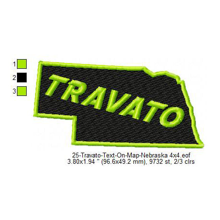 Travato Nebraska State Map Designs Machine Embroidery Digitized Design Files