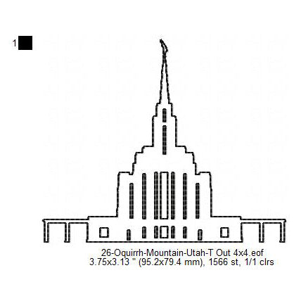 Oquirrh Mountain Utah LDS Temple Outline Machine Embroidery Digitized Design Files