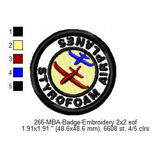 Styrofoam Airplanes Merit Adulting Badge Machine Embroidery Digitized Design Files
