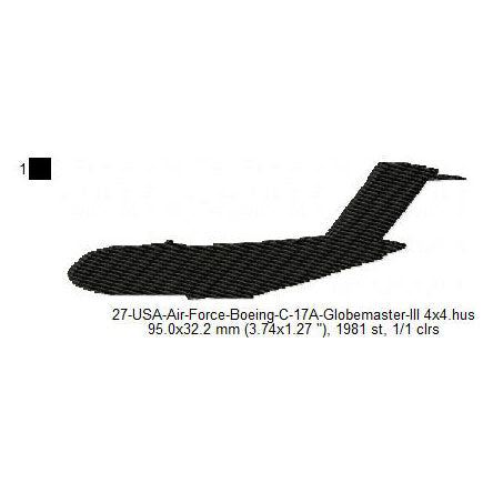 Boeing C-17 Globemaster III Aircraft Silhouette Machine Embroidery Digitized Design Files