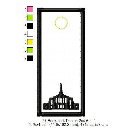 Gilbert Arizona LDS Temple Bookmark Machine Embroidery Digitized Design Files