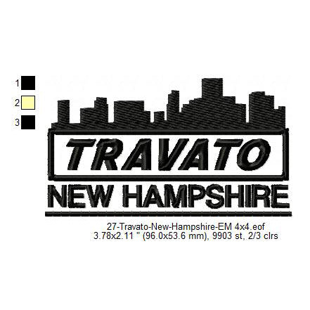 Travato New Hampshire State Designs Machine Embroidery Digitized Design Files