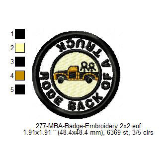 Rode Back of A Truck Merit Adulting Badge Machine Embroidery Digitized Design Files