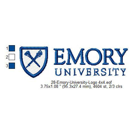 Emory University Logo Machine Embroidery Digitized Design Files