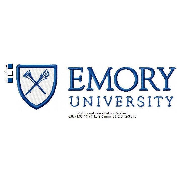 Emory University Logo Machine Embroidery Digitized Design Files