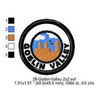 Goblin Valley State Park Merit Adulting Badge Machine Embroidery Digitized Design Files