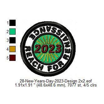Reach For Renaissance 2023 New Year Wishing Merit Badge Machine Embroidery Digitized Design Files