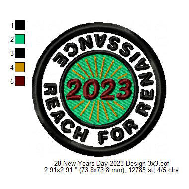 Reach For Renaissance 2023 New Year Wishing Merit Badge Machine Embroidery Digitized Design Files