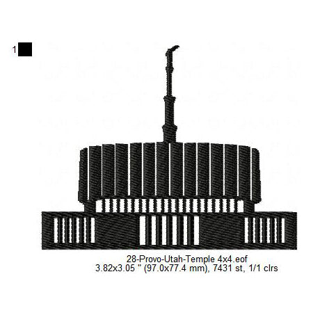 Provo Utah LDS Temple Silhouette Machine Embroidery Digitized Design Files