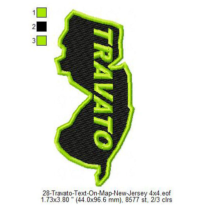 Travato New Jersey State Map Designs Machine Embroidery Digitized Design Files