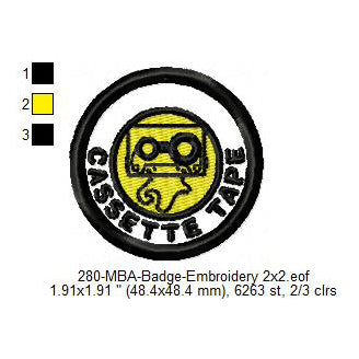 Cassette Tape Merit Adulting Badge Machine Embroidery Digitized Design Files