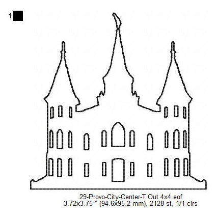 Provo City Center Utah LDS Temple Outline Machine Embroidery Digitized Design Files