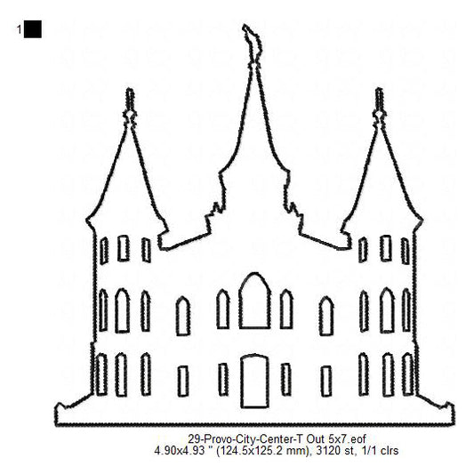 Provo City Center Utah LDS Temple Outline Machine Embroidery Digitized Design Files