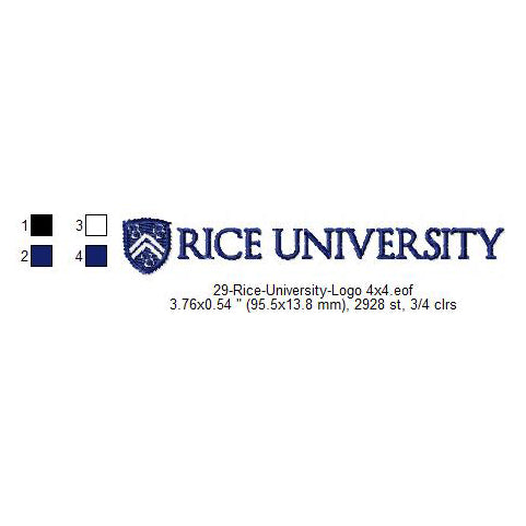 Rice University Logo Machine Embroidery Digitized Design Files