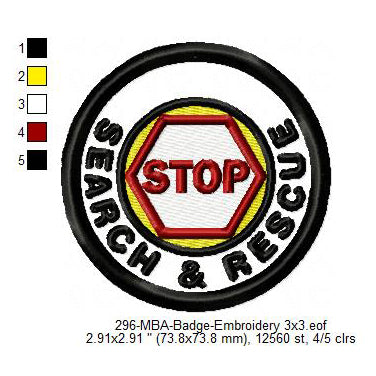 Search and Rescue Merit Adulting Badge Machine Embroidery Digitized Design Files