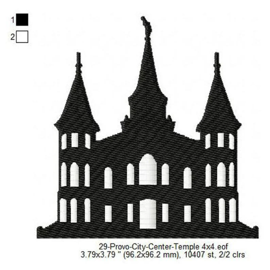 Provo City Center Utah LDS Temple Silhouette Machine Embroidery Digitized Design Files