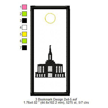 Pocatello Idaho LDS Temple Bookmark Machine Embroidery Digitized Design Files